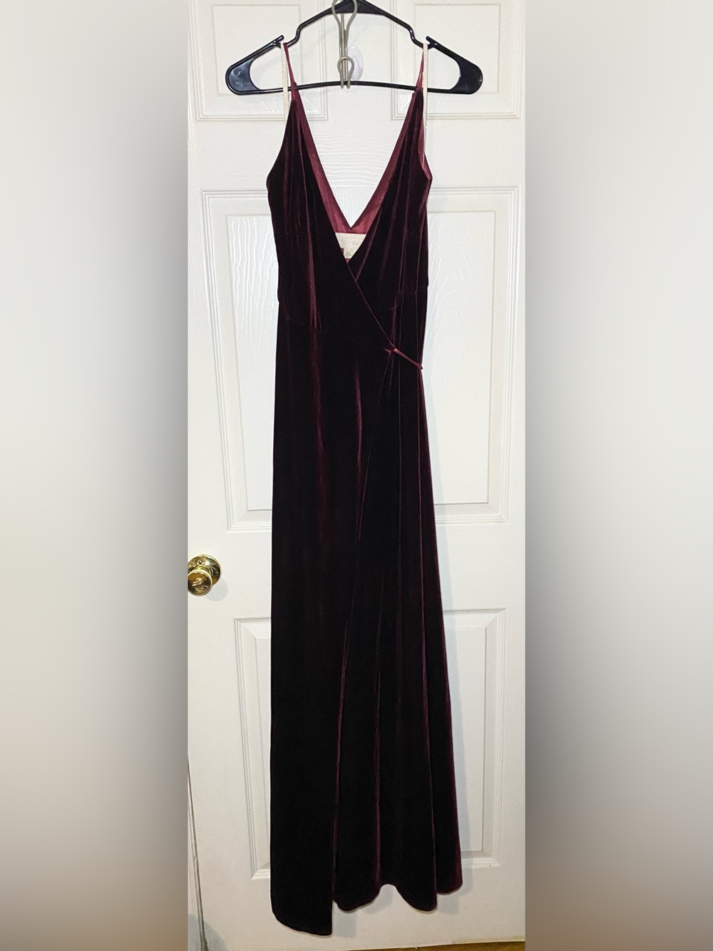 Jenny Yoo Velvet Maxi Wrap Dress in Burgundy Wine